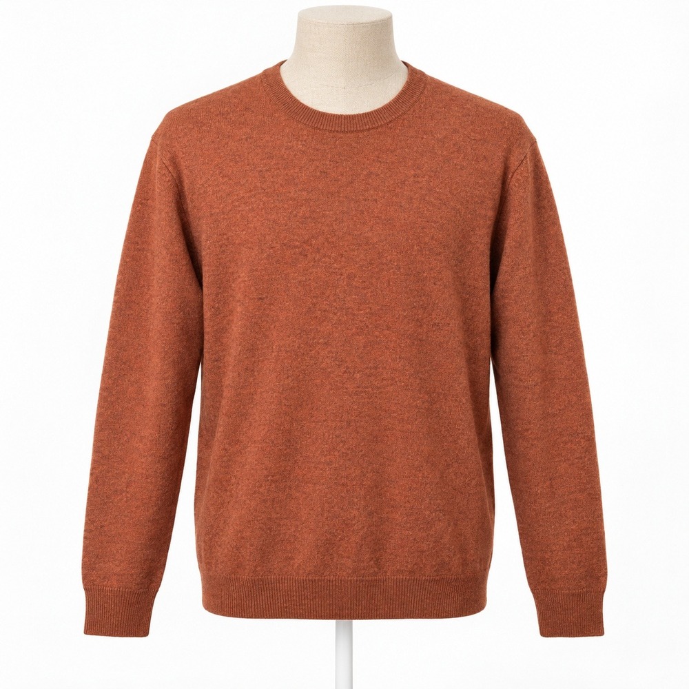 J Crew Mens 100% Cashmere Crewneck Sweater Orange Heather Large L